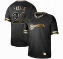 Nike Milwaukee Brewers #22 Christian Yelich black gold baseball jersey