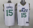 2015 Utah Jazz #15 Derrick Favors white adidas nba Jersey