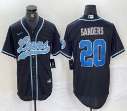 Nike Detroit Lions #20 Barry Sanders black baseball Joint name -BD