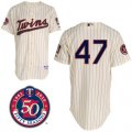 Minnesota Twins 47# Liriano cream MLB Jerseys