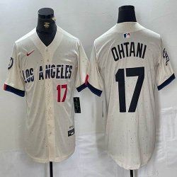 Nike Los Angeles Dodgers #17 Shohei Ohtani beige fashion MLB baseball Jersey 05