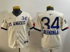 Youth Nike Los Angeles Dodgers #34 Fernando Valenzuela beige majestic baseball Jerseys city version-BD