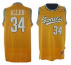 Seattle Supersonics 34# Ray Allen Soul Swingman Stiched Yellow Jersey