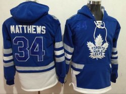 Reebok Auston Matthews #34 Toronto Maple Leafs Blue 2017 Centennial ice hockey Hooded Sweatshirt