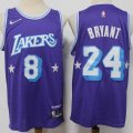 Nike Los Angeless Lakers #8 and #24 Kobe Bryant purple basketball Jerseys-XD