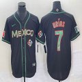 2023 World Cup Mexico #7 Julio Urias black majestic baseball jerseys 178