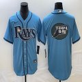 Nike Tampa Bay Rays blank skyblue majestic baseball jerseys big logo-BD