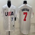 2023 World Cup #7 Tim Anderson white USA majestic baseball jerseys 01