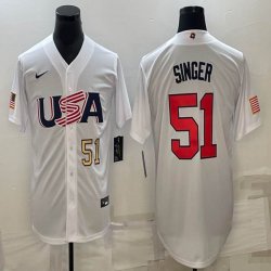 2023 World Cup #51 Singer white majestic baseball jerseys 04