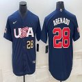 2023 World Cup #28 Arenado blue USA majestic baseball jerseys 01