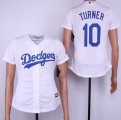 Women Los Angeles Dodgers #10 Justin Turner white baseball jerseys