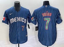 2023 World Cup Mexico #7 Julio Urias blue majestic baseball jerseys 70