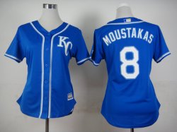 women Kansas City Royals #8 Mike Moustakas blue MLB Jerseys