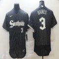 Nike Chicago White Sox #3 Harold Baines black Flexbase Authentic Collection Jersey city version-BD