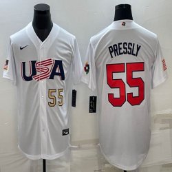 2023 world cup #55 Ryan pressly white usa majestic baseball jerseys 03