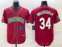 2023 World Cup Mexico #34 Fernando Valenzuela red blank majestic baseball jerseys 27