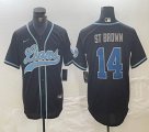 Detroit Lions #14 Ra St. Brown black baseball Joint name -BD