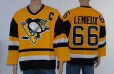 CCM Pittsburgh Penguins #66 Mario Lemieux yellow Throwback NHL Jerseys