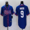 Nike New York Giants #9 Malik Nabers blue baseball jerseys Joint name-BD 01