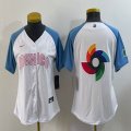 Youth 2023 World Cup Mexico blank white skyblue majestic baseball jerseys 07