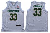 Michigan State Spartans #33 Magic Johnson white College Basketball Jersey-GLT