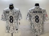 Baltimore Ravens #8 Lamar Jackson Nike Arctic Camo 2024 Salute to Service Limited Jersey