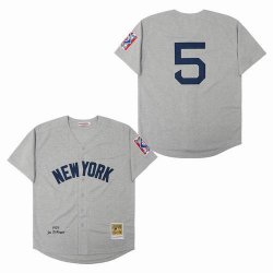 New York Yankees #5 Joe DiMaggio Hemp grey Throwback Jerseys-SG