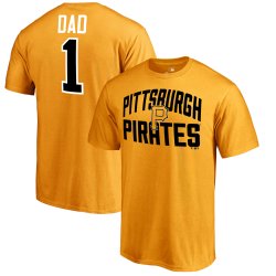 Men\'s Pittsburgh Pirates Fanatics Branded Gold 2018 Father\'s Day Number 1 Dad T-Shirt