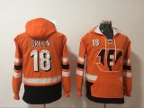 Cincinnati Bengals 18 A.J. Green orange nfl Hooded Sweatshirt