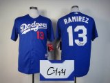 Los Angeles Dodgers Authentic 13# Hanley Ramirez blue mlb Signature Jerseys