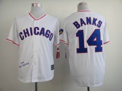 Chicago Cubs #14 Ernie Banks White Throwback mlb jersey