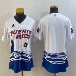 Women Puerto Rico Baseball blank White 2023 World Baseball Classic Replica Player Jersey 03