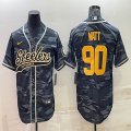 Nike Pittsburgh Steelers #90 T. J. Watt gray camo baseball jerseys Joint name-BD