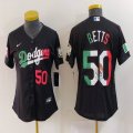 Women Nike Los Angeles Dodgers #50 Mookie Betts black fashion majestic baseball jersey 02