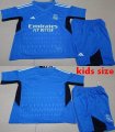 2023-2024 Real Madrid blue goalkeeper kid soccer jersey