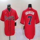 Nike Atlanta Braves Dansby Swanson red majestic baseball jerseys