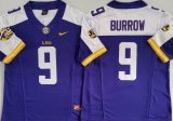 LSU Tigers #9 Joe Burrow purple white college football jerseys