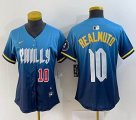 Women Nike Philadelphia Phillies #10 J.T. Realmuto blue majestic baseball jerseys city version 01