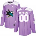 Custom San Jose Sharks NHL Authentic Purple Fights Cancer Practice jersey