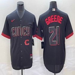 Nike Cincinnati Reds #21 Hunter Greene black majestic baseball jerseys Joint name-BD 02