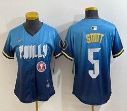 Women Nike Philadelphia Phillies #5 Bryson Stott skyblue majestic baseball jersey city version-BD 04