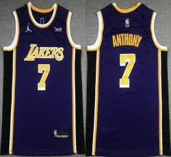 Jordan logo NBA Los Angeles Lakers #7 Carmelo Anthony purple nba basketball Jersey-XD