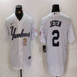 Nike New York Yankees #2 Derek Jeter white majestic MLB baseball Jerseys Joint name 08