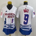 Youth Puerto Rico #9 Baseball Javier Báez White 2023 World Baseball Classic Replica Player Jersey 05