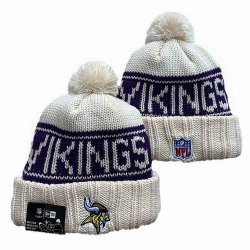 2024 Minnesota Vikings beige purple NFL Sports Cuffed Knit Hats 01