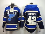 reebok St Louis Blues BACKES #42 blue NHL hooded sweatshirt