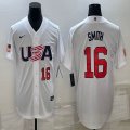 2023 World Cup #16 Will Smith white USA majestic baseball jerseys 05