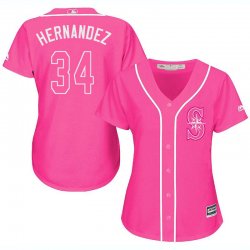 2017 Women Seattle Mariners #34 Felix Hernandez pink majestic mlb jersey