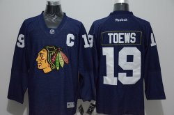 Chicago Blackhawks #19 Jonathan Toews blue denim Ice Hockey Jersey