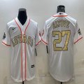 Nike Houston Astros 27# Jose Altuve white gold majestic baseball jerseys